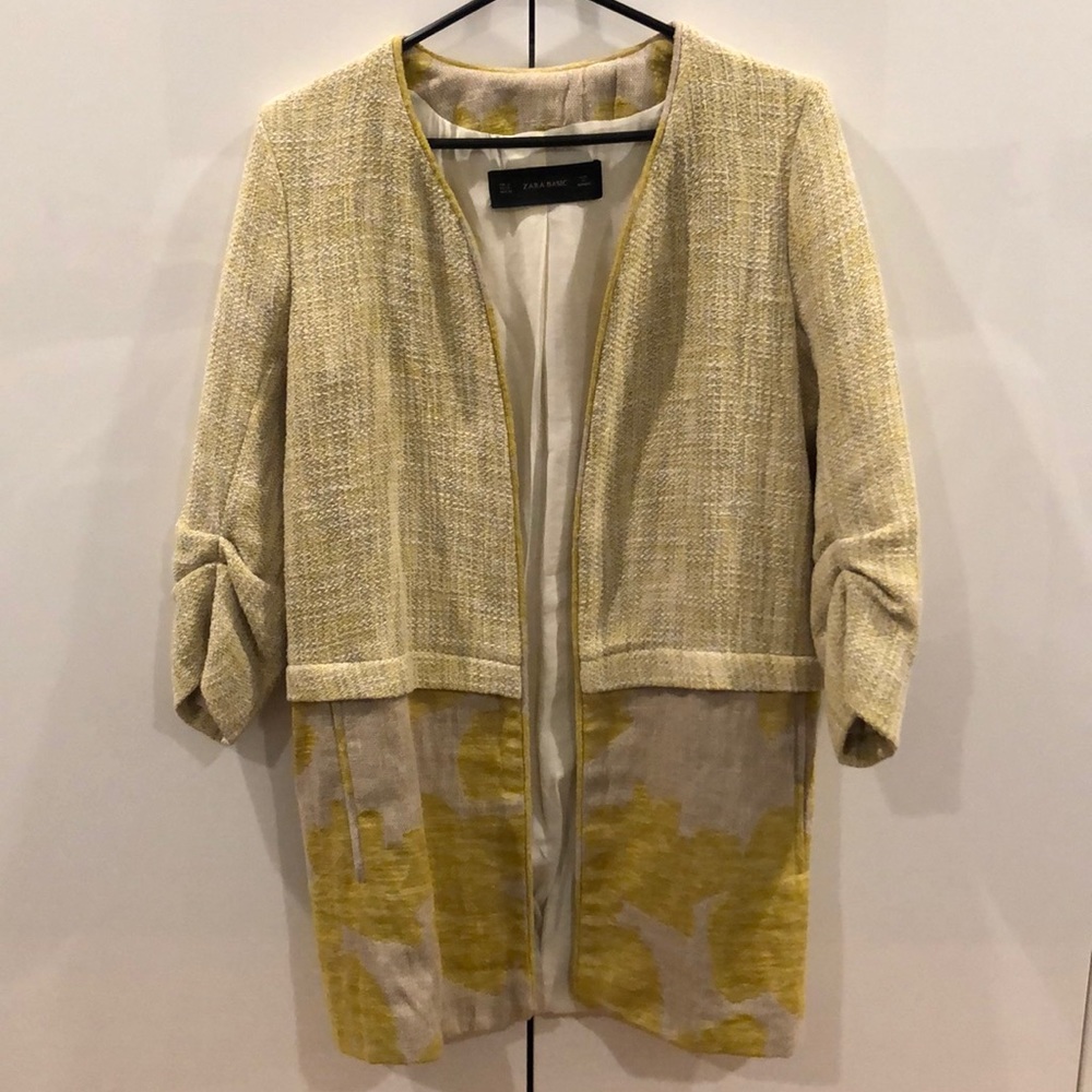 Zara Long Two Tone Open Blazer